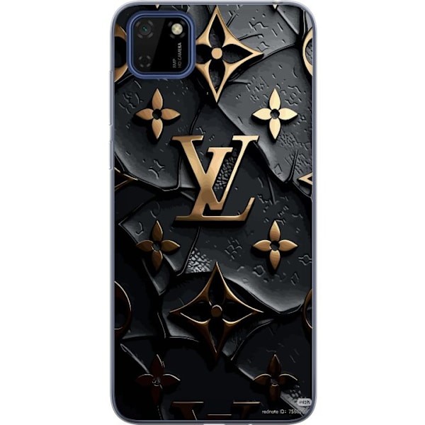 Huawei Y5p Läpinäkyvä kuori Louis Vuitton Tumma tila Suunnittelu Musta Ylellisyys Tyyli Muoti Suosittu Graafinen Kuvio Muotisymboli Luksusbrändi