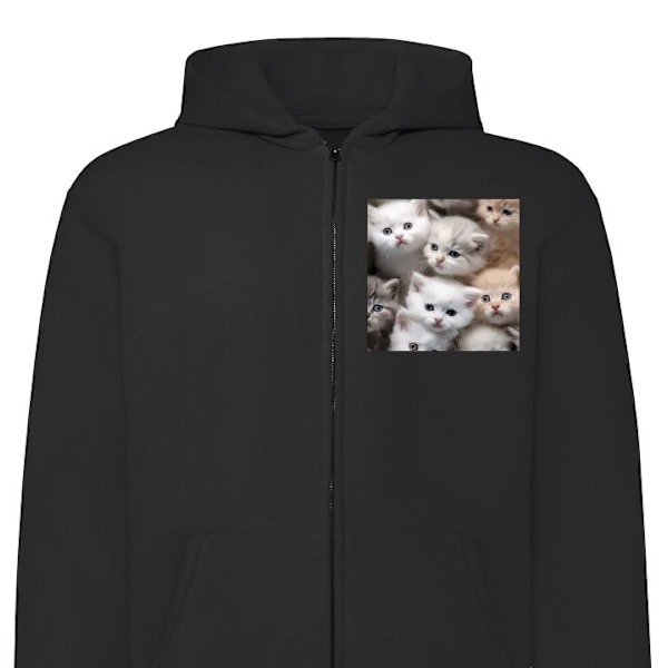Zip-Hoodie | Huvtröja med Dragkedja för Vuxna Katter svart XL