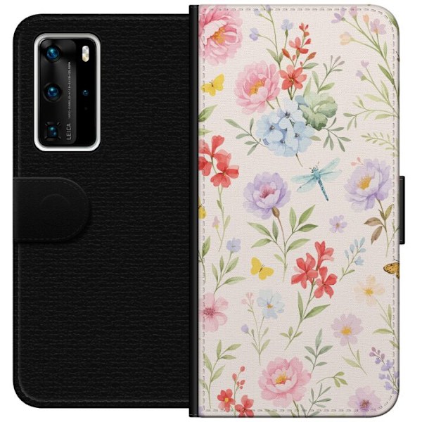 Huawei P40 Pro Tegnebogsetui Blomster
