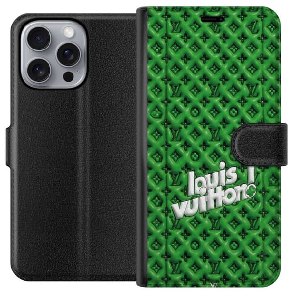Kompatibel Tegnebogsetui til Apple iPhone 16 Pro Max Inspireret grønt monogram med logo grøn