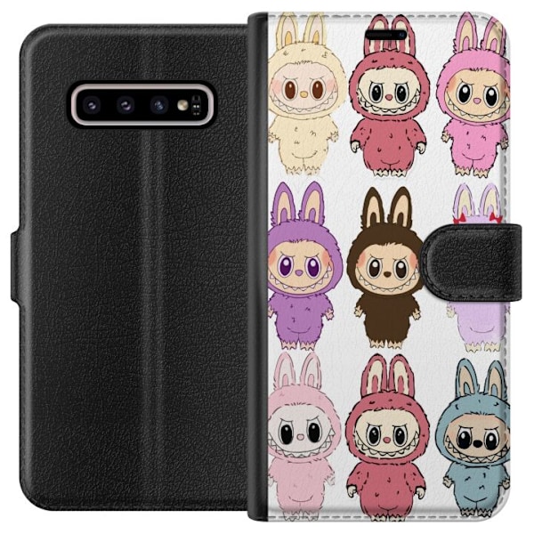 Samsung Galaxy S10+ Tegnebogsetui Labubu Pink Monster - Popkun