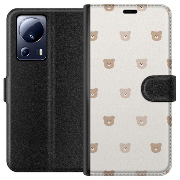 Xiaomi 13 Lite Tegnebogsetui Teddybaggrund - søde teddybjørne mod en blød baggrund