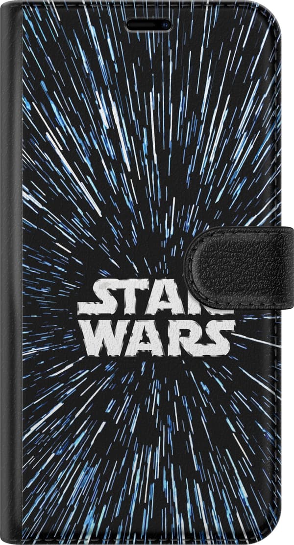 Kompatibel Tegnebogsetui til Samsung Galaxy S22 5G Star Wars-logo med hyperspace-stjerner i ikonisk sci-fi-design sort