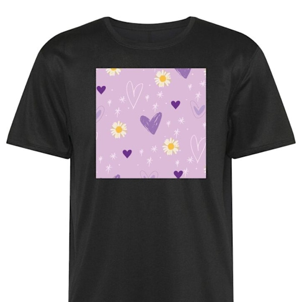 Tränings-T-shirt | Sport-T-shirt för Vuxen Blommor svart 3X-Large