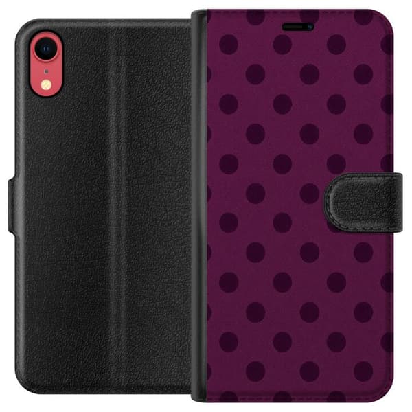 Kompatibel Tegnebogsetui til Apple iPhone XR Blomme Popprikker lilla
