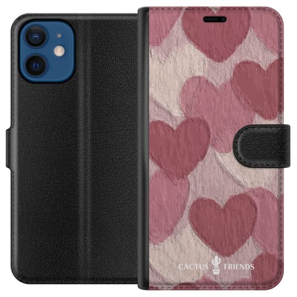 Kompatibel Tegnebogsetui til Apple iPhone 12 Cactus and Friends - Blush papirhjerter