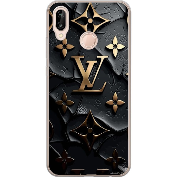 Huawei P20 lite Läpinäkyvä kuori Louis Vuitton Tumma tila Suunnittelu Musta Ylellisyys Tyyli Muoti Suosittu Graafinen Kuvio Muotisymboli Luksusbrä