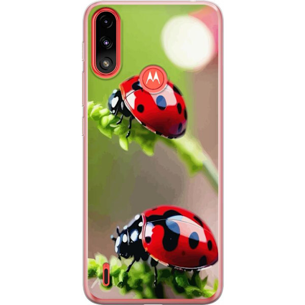 Motorola Moto E7 Power Läpinäkyvä kuori Leppäkerttu Hyönteinen Onni Symboli Luontoaihe Suosittu Graafinen Motiivi Koristelu Kesäkiertue