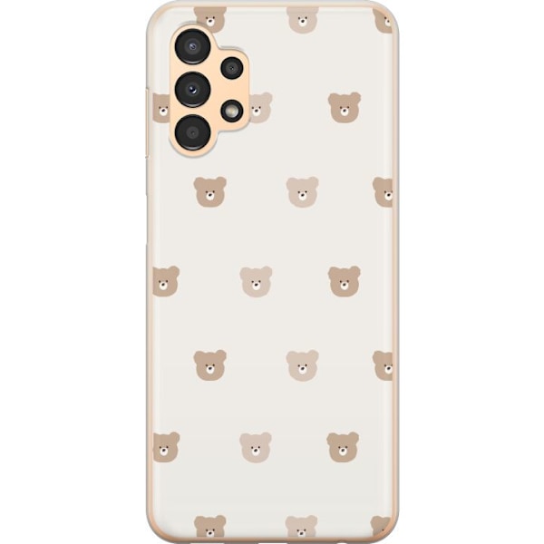Samsung Galaxy A13 Läpinäkyvä kuori Teddy-tausta - söpöt teddykarhut pehmeällä taustalla