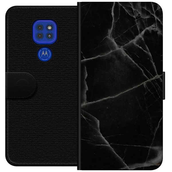 Motorola Moto G9 Play Lompakkokotelo Musta marmori