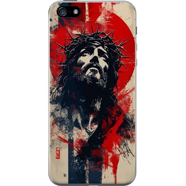 Apple iPhone 5 Gennemsigtig cover Jesus med kors - kristent mo