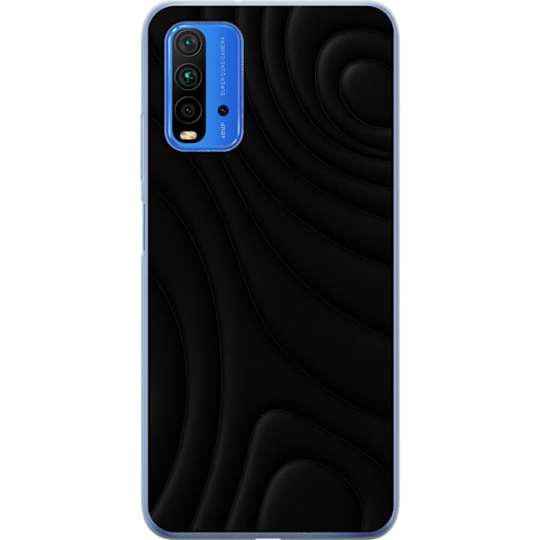 Xiaomi Redmi 9T Genomskinligt Skal Black Waves