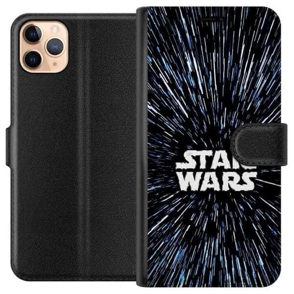 Kompatibel Tegnebogsetui til Apple iPhone 11 Pro Max Star Wars-logo med hyperspace-stjerner i ikonisk sci-fi-design sort
