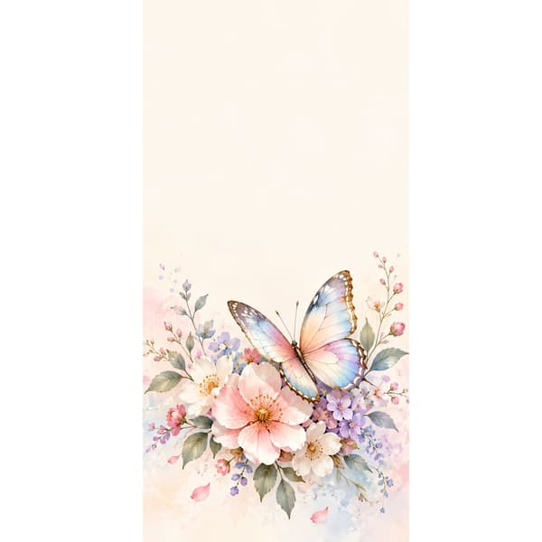 Kompatibel Tegnebogsetui til Apple iPhone 13 Pro Pastelsommerfugl og lyserøde blomster – Stor sommerfugl i lyseblå, lyserøde og gule farver sammen me beige