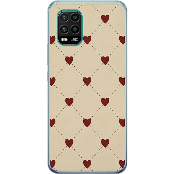 Xiaomi Mi 10 Lite 5G Genomskinligt Skal Heart Grid