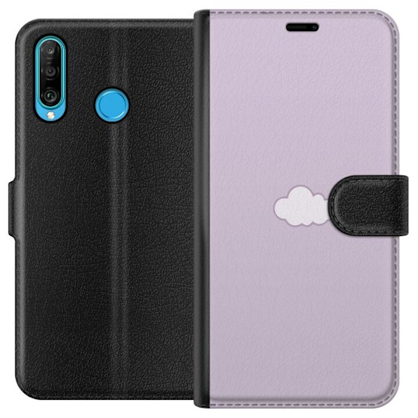 Huawei P30 lite Plånboksfodral Lila Moln – minimalistiskt moln på lila bakgrund