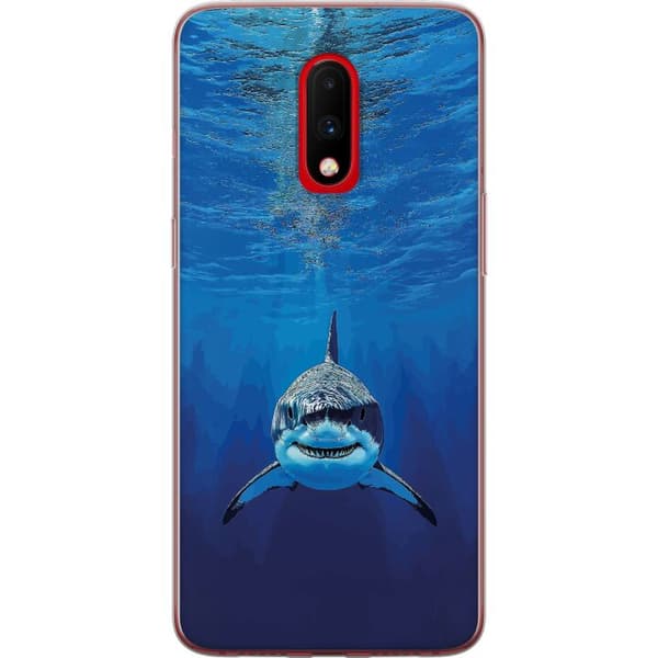Kompatibelt Mobilskal till OnePlus 7 Närbild av en vithaj under vattnet blå