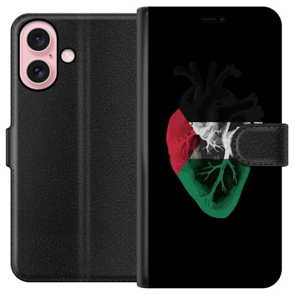 Apple iPhone 16 Tegnebogsetui Palestina Hjerte