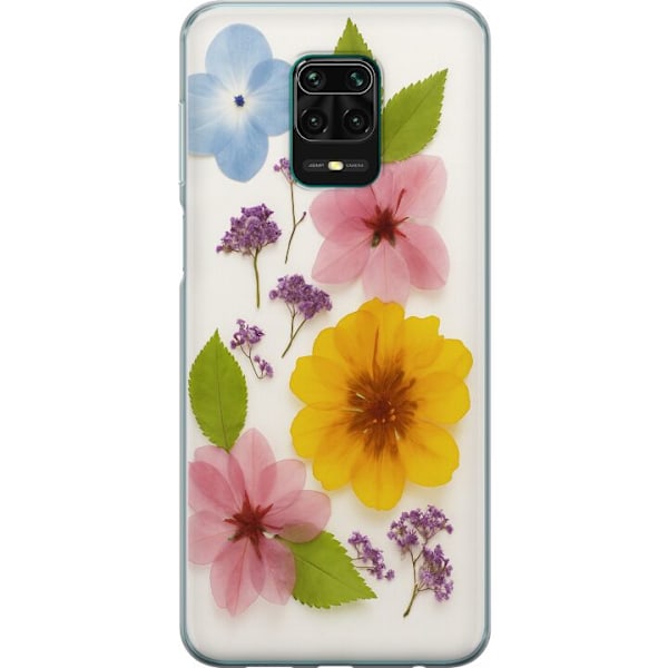 Xiaomi Redmi Note 9 Pro Genomskinligt Skal Pressade blommor