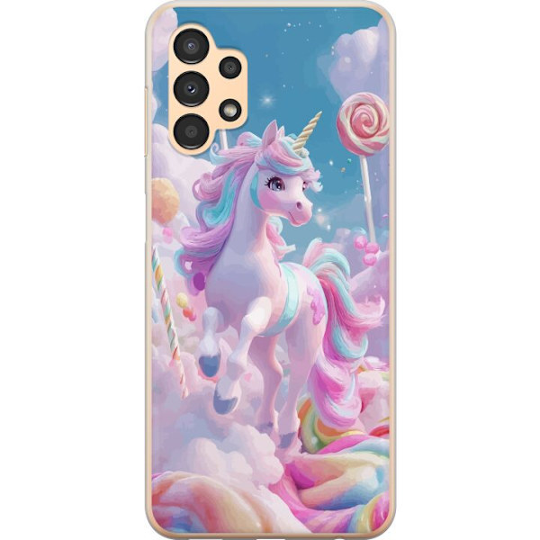 Samsung Galaxy A13 Genomskinligt Skal Enhörning Candy Pastell Kawaii Motiv Söt Populär Färg Grafiskt Trend Barn Motiv Fantasy Art