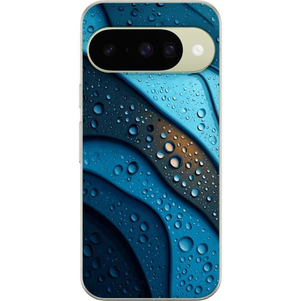Kompatibelt Mobildeksel til Google Pixel 11 Blå abstrakte bølger med glitrende vanndråper i moderne grafisk design blå