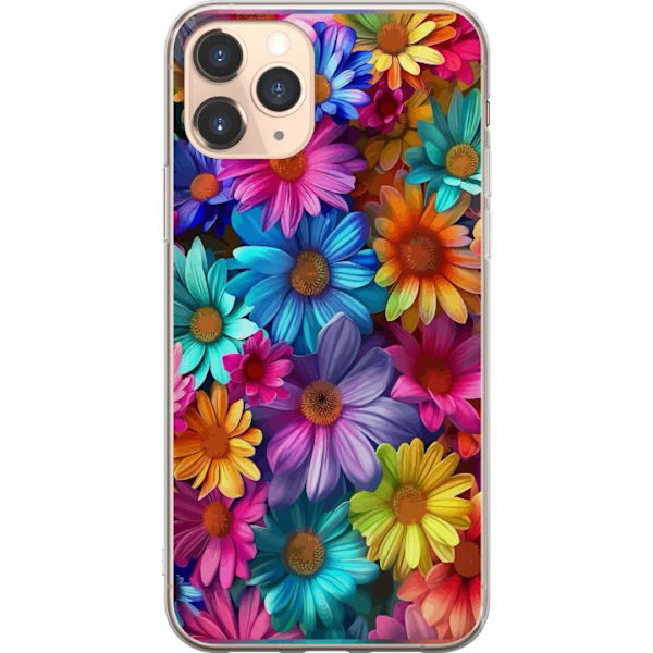 Apple iPhone 11 Pro Genomskinligt Skal Gerbera Blommor Färgglad Dekor Blommotiv Populärt Heminredning Färg Rik Väggkonst Design