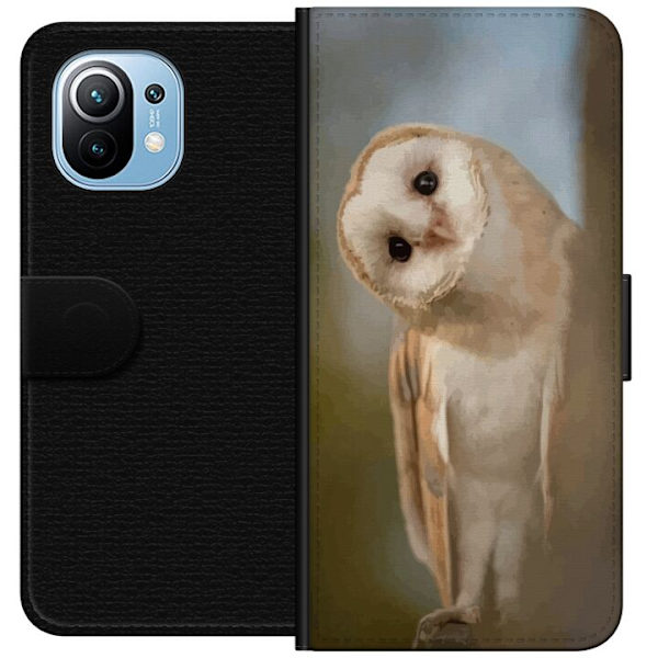 Xiaomi Mi 11 Tegnebogsetui Ugle Nysgerrig Blik Fuglemotiv Skov Natur Grafisk Design Populært Motiv Dyr Tema Dekoration