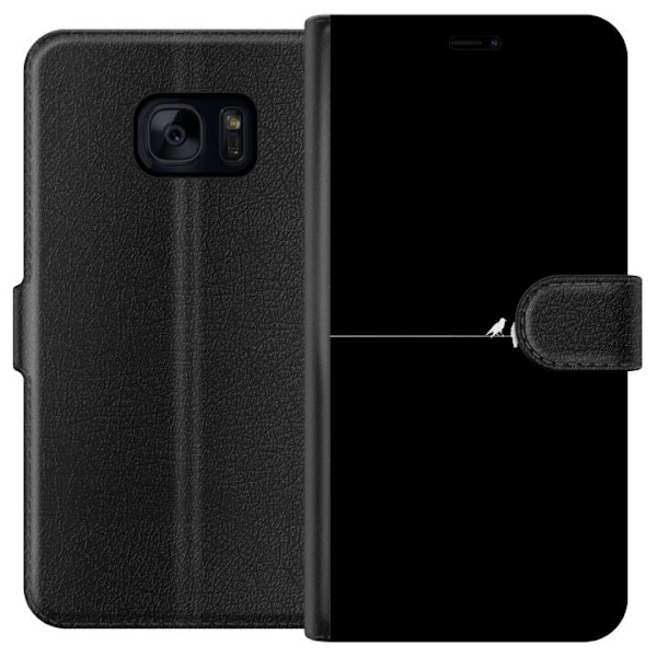 Samsung Galaxy S7 Lompakkokotelo Minimalistiset linnut musta