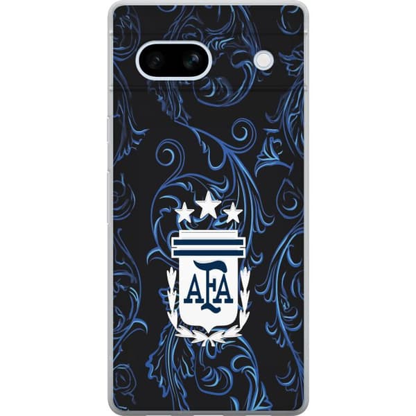 Kompatibelt Mobildeksel til Google Pixel 7a Argentinas AFA-emblem på mørkeblå ornamentbakgrunn blå