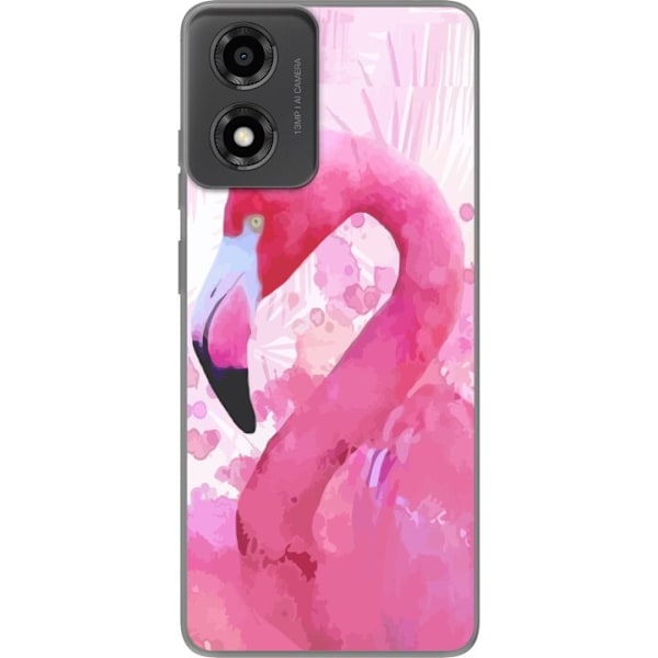 Motorola Moto E14 Genomskinligt Skal Flamingo