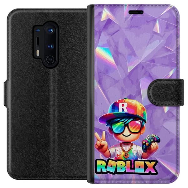 Kompatibel Tegnebogsetui til OnePlus 8 Pro Farverig gamerfigur med spilcontroller, solbriller og regnbuedetaljer lilla
