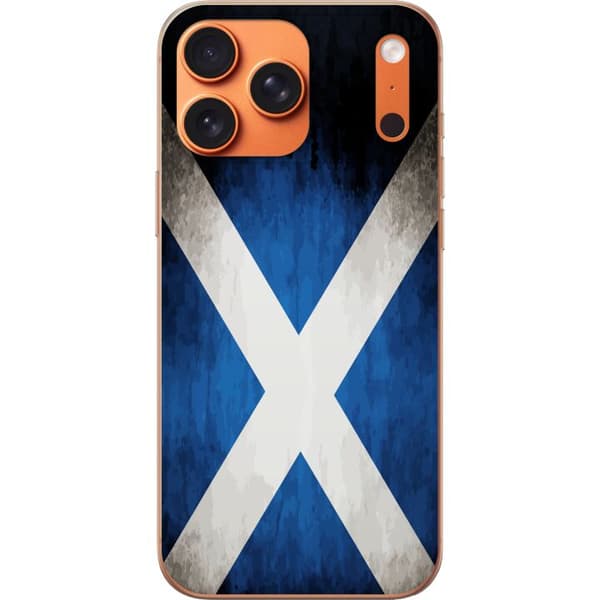 Kompatibelt Mobildeksel til Apple iPhone 17 Pro Max Skottlands flagg med grunge effekt og blå hvit design blå