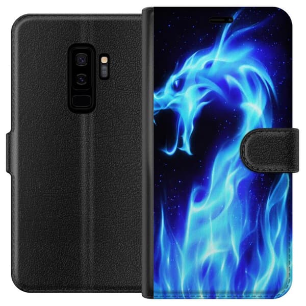 Kompatibelt Plånboksfodral till Samsung Galaxy S9+ Eldlejon i blå energi och mörker