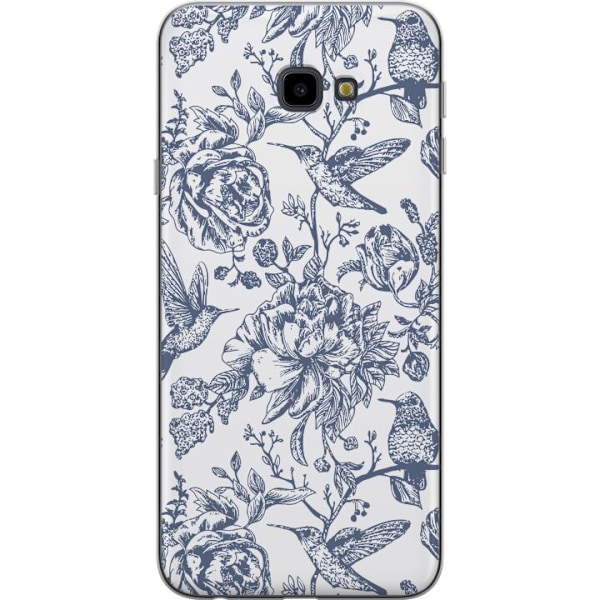 Samsung Galaxy J4+ Genomskinligt Skal Blomster & Fåglar – romantiskt mönster i vintage-stil