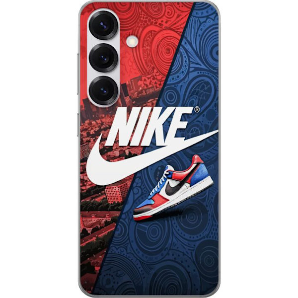 Samsung Galaxy S25 Genomskinligt Skal Nike Logotyp Röd Blå Sneaker Stil Sport Fashion Populärt Swoosh Motiv Träningskläder Grafisk Ikon
