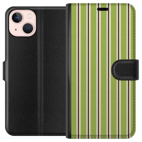 Kompatibelt Lommeboketui til Apple iPhone 13 mini Matcha Stripe grønn