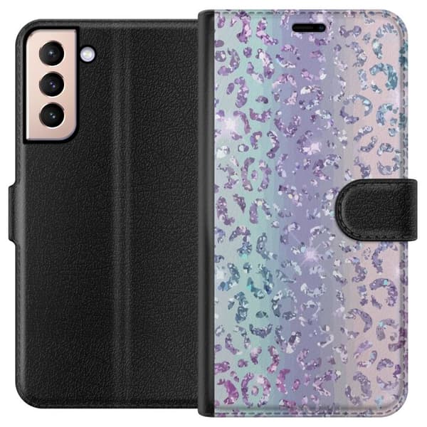 Kompatibelt Plånboksfodral till Samsung Galaxy S21 Glitter Leopard