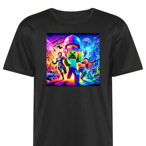 Trænings T-shirt | Sport T-shirt til Voksen Fortnite vs Minec sort 3X-Large