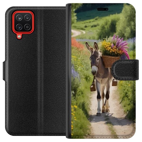 Samsung Galaxy A12 Tegnebogsetui Æsel Dyremotiv Rolig Design Naturmotiv Populær Dekoration Humor Grafisk Dyretema Eksotisk