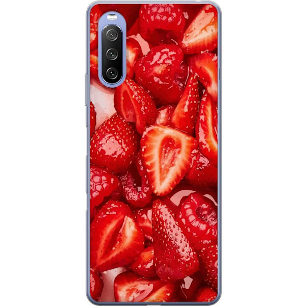 Sony Xperia 10 III Läpinäkyvä kuori Mansikkakuviointi - mak
