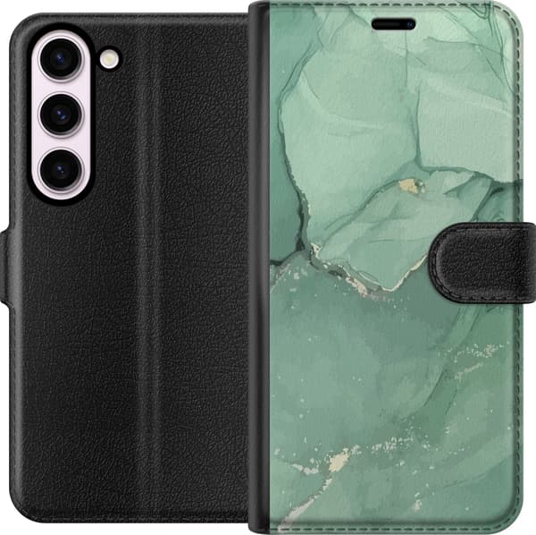 Kompatibelt Plånboksfodral till Samsung Galaxy S23 Grön Marmor