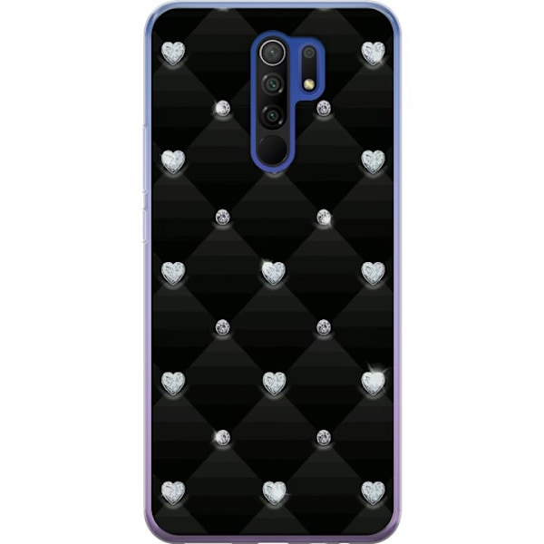 Xiaomi Redmi 9 Genomskinligt Skal Bling Heart