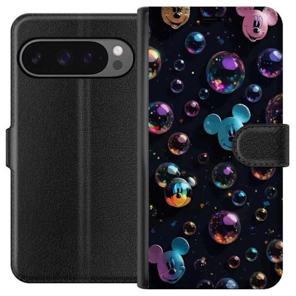 Google Pixel 9 Pro XL Tegnebogsetui  Mickey Mouse Disney Bobler Design Sjovt Motiv Populær Disneyfigur Tegneserie Børneklassiker