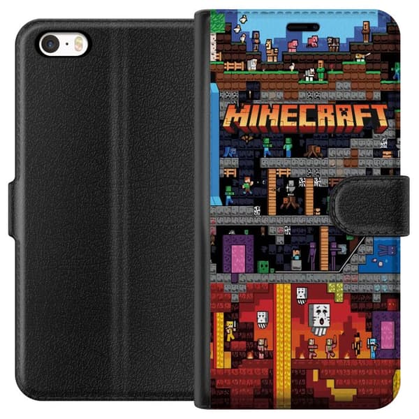 Kompatibel Tegnebogsetui til Apple iPhone SE (2016) Minecraft
