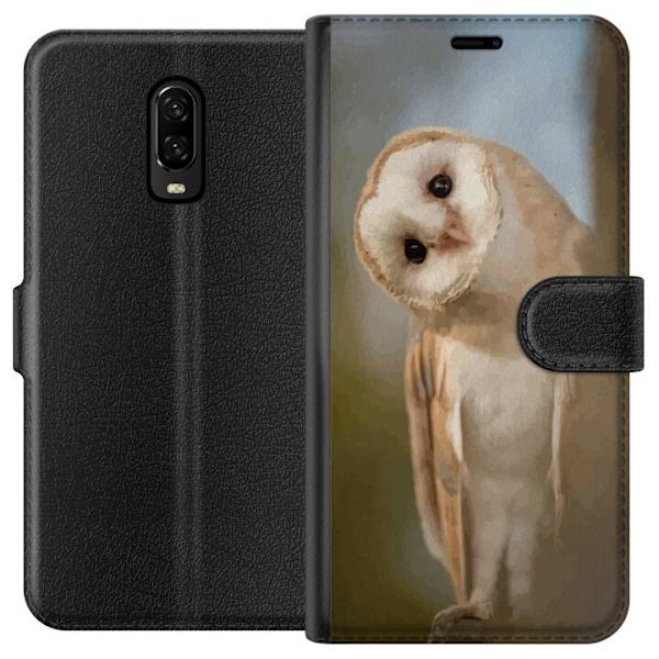 OnePlus 6T Tegnebogsetui Ugle Nysgerrig Blik Fuglemotiv Skov Natur Grafisk Design Populært Motiv Dyr Tema Dekoration