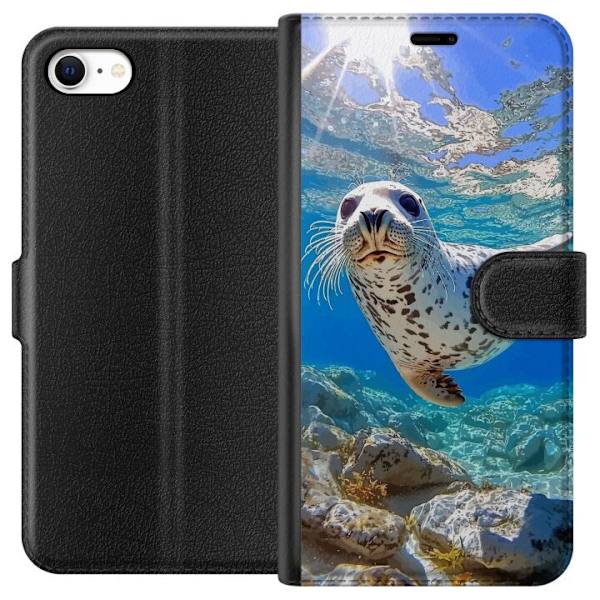 Apple iPhone 6s Plånboksfodral Säl Hav Simmande Djurmotiv Natur Vattenmotiv Blå Design Marint Tema Populärt Motiv Djurliv
