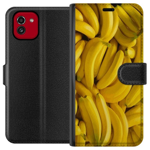 Samsung Galaxy A03 Plånboksfodral Banana Pattern – lekfullt mönster med gula bananer