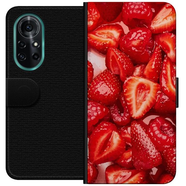 Huawei nova 8 Pro Plånboksfodral Jordgubbsmönster – sött motiv med sommarkänsla
