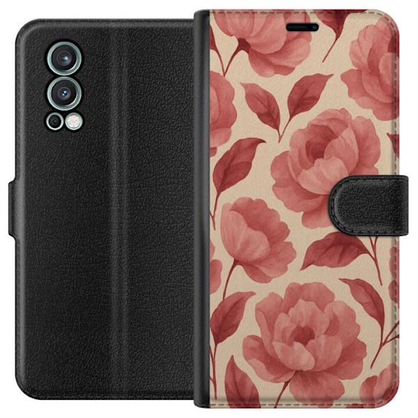 OnePlus Nord 2 5G Tegnebogsetui Roseblomst