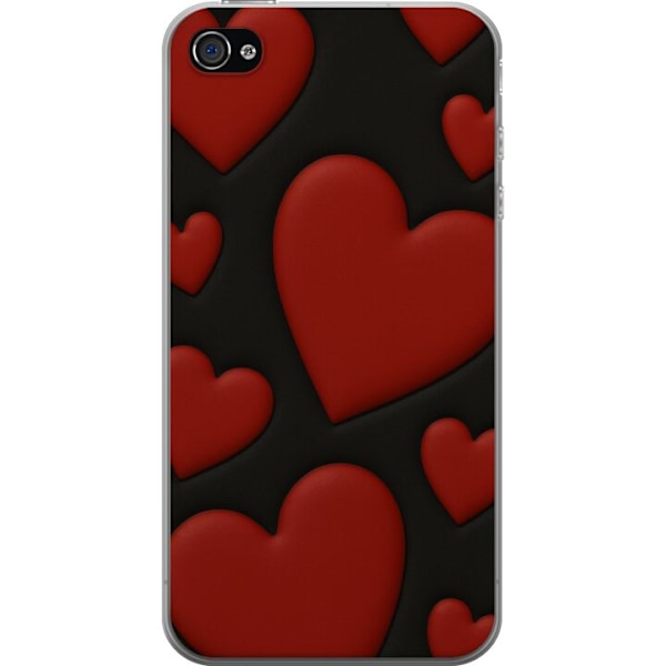 Apple iPhone 4s Genomskinligt Skal Red Velvet Hearts